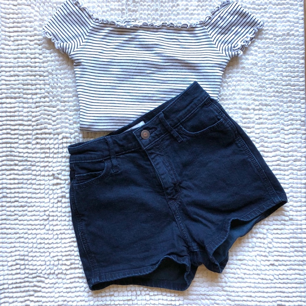 High waisted jean shorts